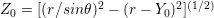 Z0 = [(r∕sinθ)2 − (r − Y0 )2](1∕2)   