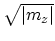 $ \sqrt{\vert m_{z}\vert}$