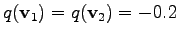 $ q(\mathbf{v}_1) = q(\mathbf{v}_2) = -0.2$