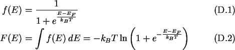 \begin{align}f(E) &= \frac{1}{1+e^{\frac{E-E_F}{k_BT}}}\\
F(E) &= \int f(E)\,dE = -k_BT\ln\left(1+e^{-\frac{E-E_F}{k_BT}}\right)
\end{align}