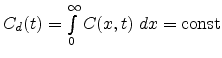 $ C_d(t) = \int\limits_0^{\infty} C(x,t) \; dx = \operatorname{const}$