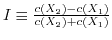 $ I\equiv\frac{c(X_{2})-c(X_{1})}{c(X_{2})+c(X_{1})}$